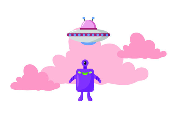 Download Flat Illustration Space Aliens Purple - Space Collection