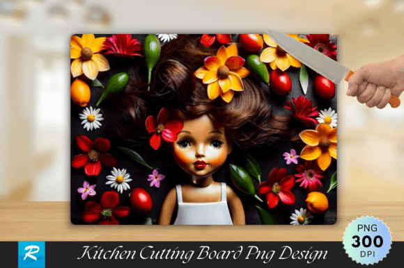 Download Cute Girl with Flowers Cutting Board - Flowers Collection