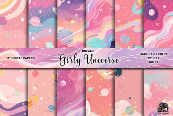 Download Pink Space Girly Universe Digital Paper - Space Collection