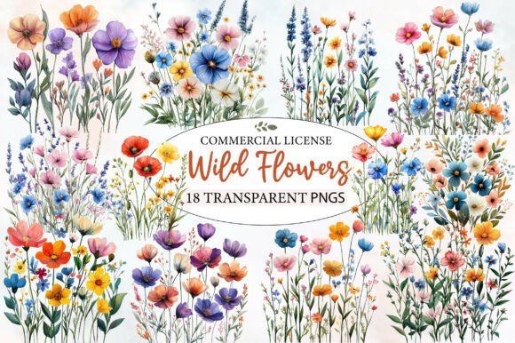 Download Charming Wild Flowers Watercolor Clipart - Premium Resources