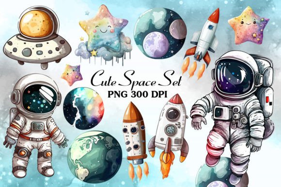 Download Space of Astronaut Watercolor Clipart - Space Collection