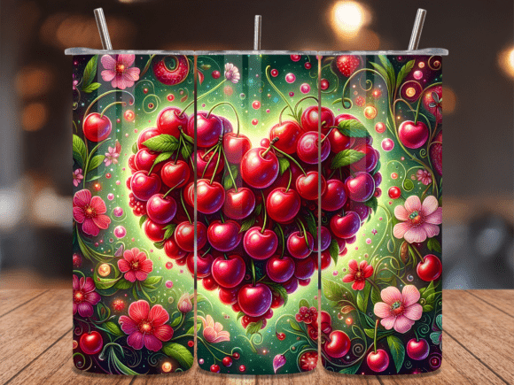 Download Cherry Heart Valentines Day Tumbler Wrap - Heart valentines day Collection